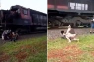 Terrifying: Family hit by train after posing for photo opportunity Family gets plowed by train while posing for a photograph